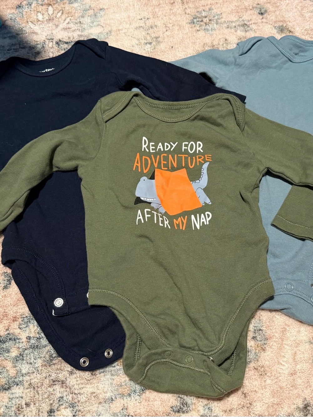 Three Long-Sleeve One-Piece Bodysuits